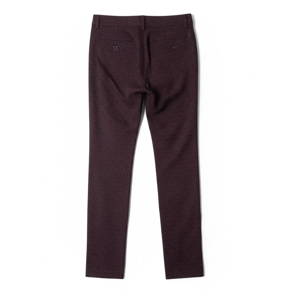 Mario Serrani Italy Womens Burgundy Geometric Medallion Slim Dress‎ Pants Size 2
